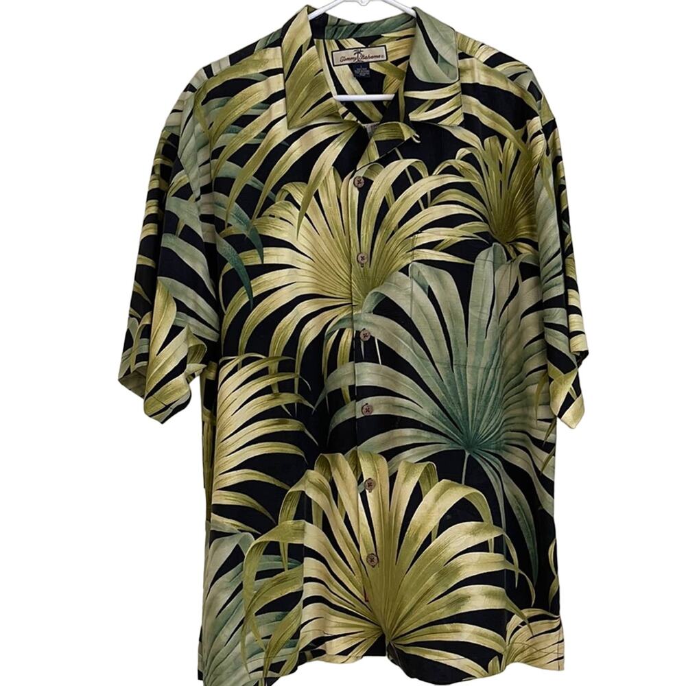 Tommy Bahama 100% Silk Palm Print Tropical Shirt, Relaxed Fit - Size L